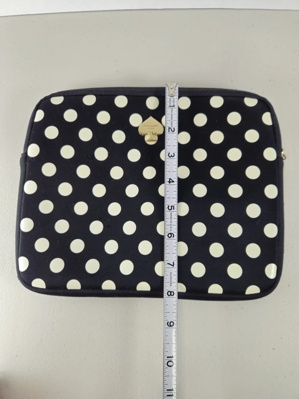 kate spade Black and White Polka Dot Ipad Mini Sleeve with Gold Spade Logo